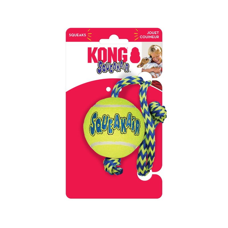KONG SqueakAir Ball w/Rope Medium
