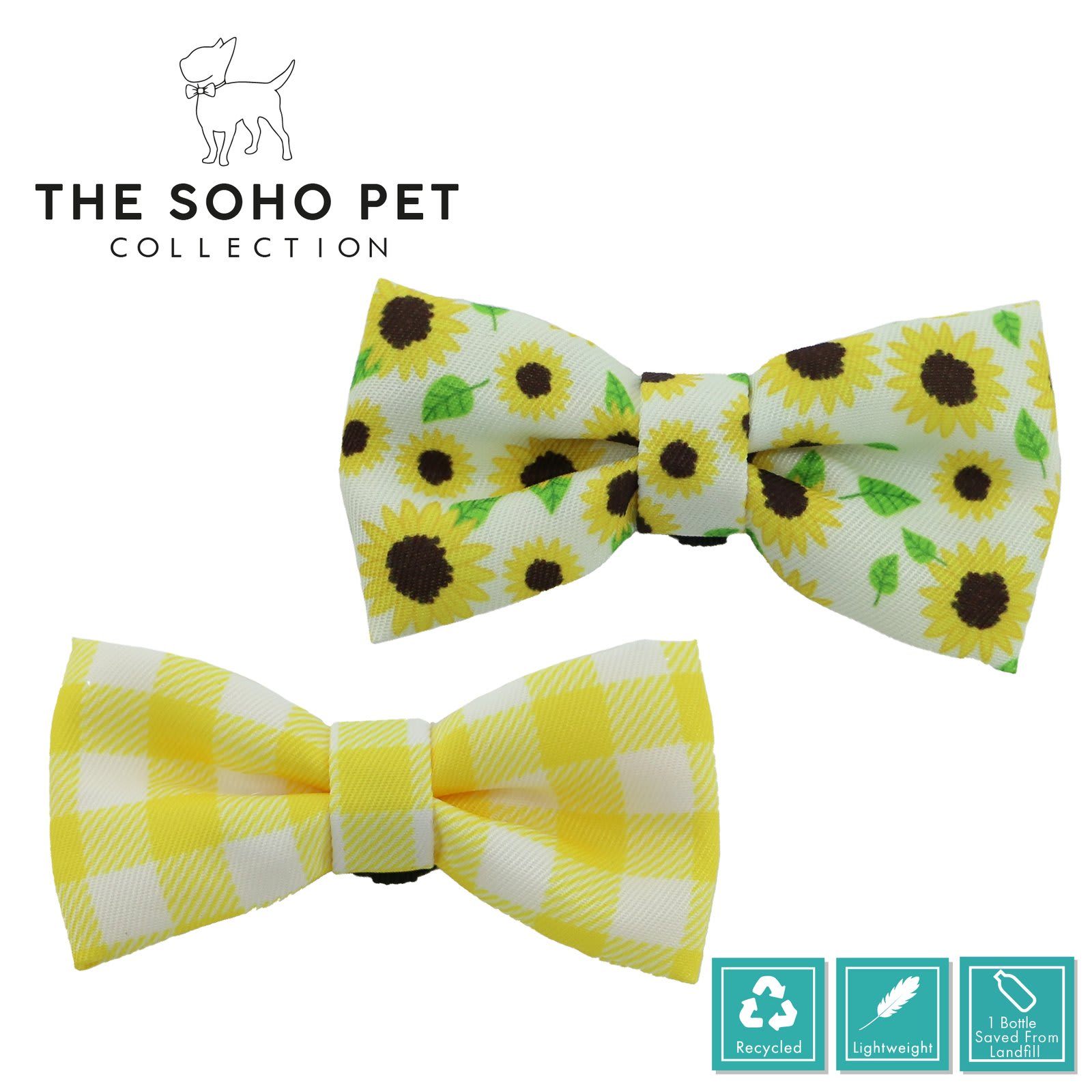 Dog Bow Ties - Sunflower & Yellow Check