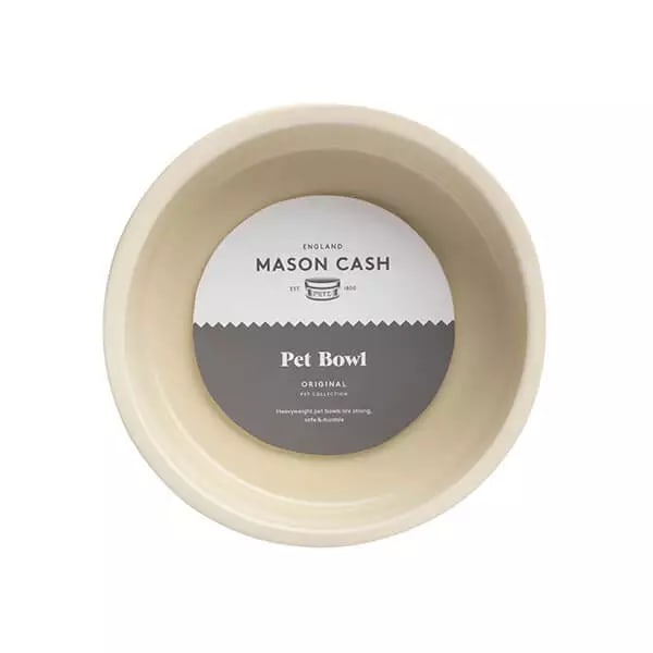 Stoneware Dog Bowl - Embossed DOG Cream