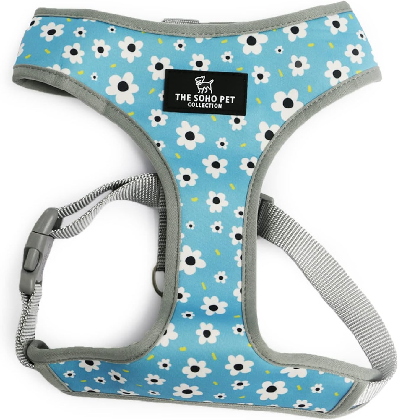 Reversible Dog Harness - Blue Daisy & Polka Dot