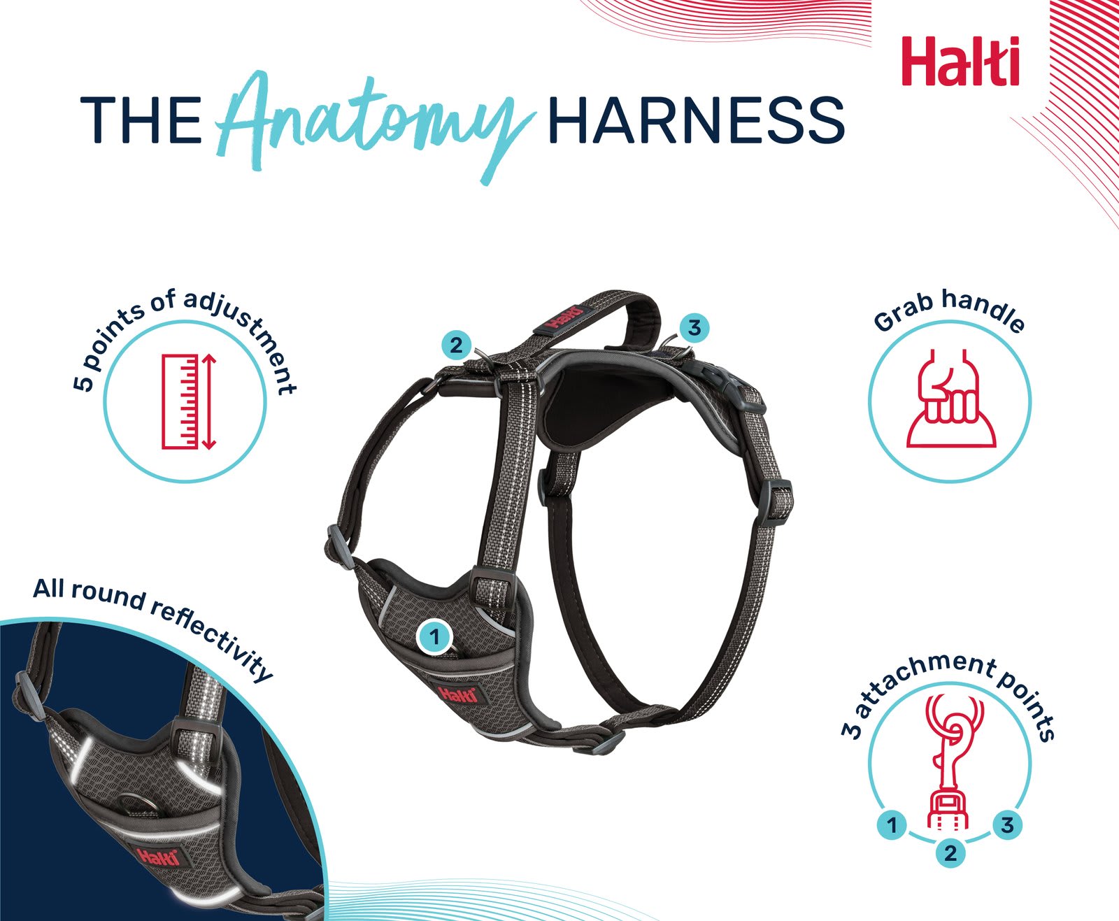 HALTI Anatomy Dog Harness - Pink