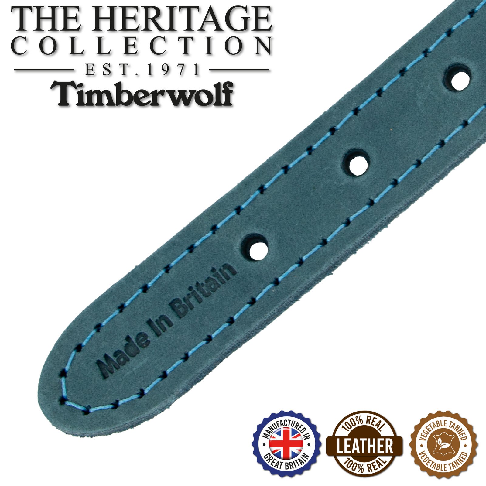 Timberwolf Leather Dog Collar - Blue