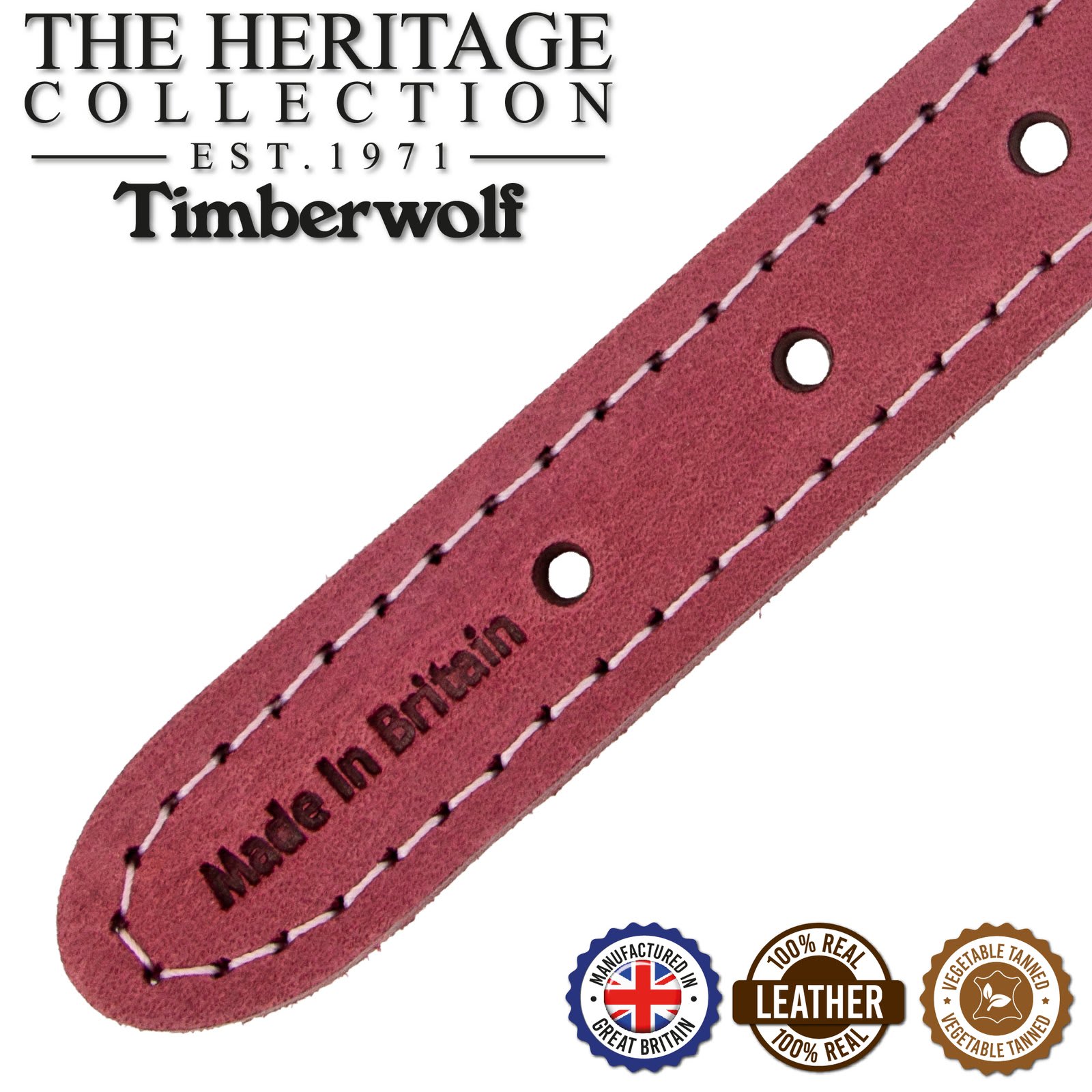Timberwolf Leather Dog Collar - Pink Raspberry