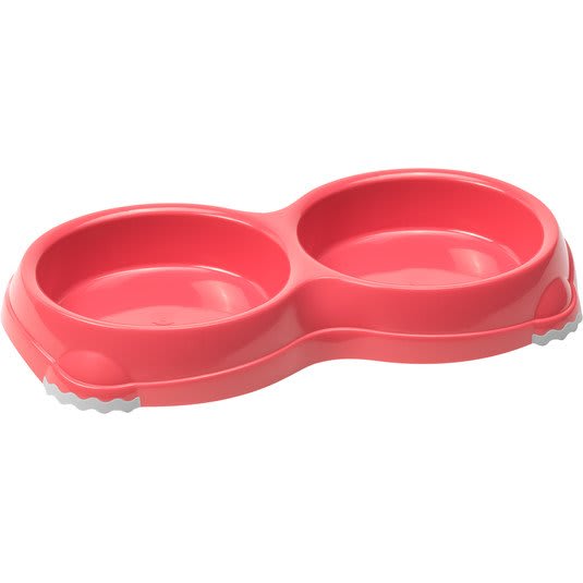 Smarty Double Dog Bowl - Spicy Coral Red