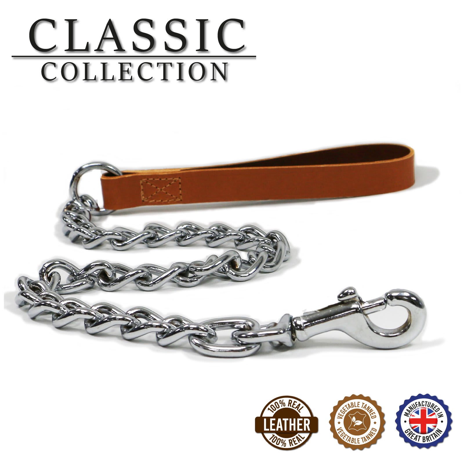 Chain Dog Lead - Brown Tan