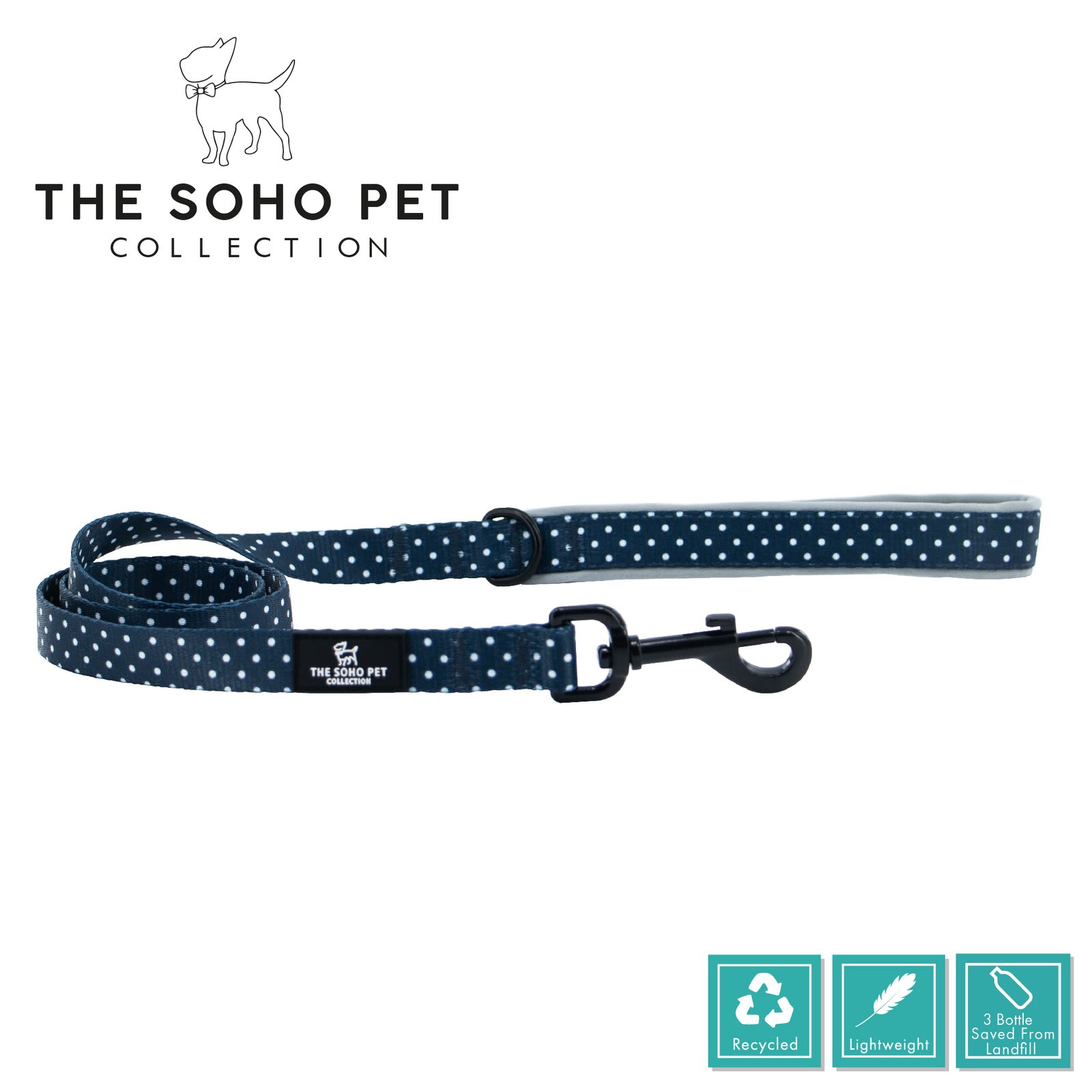 Soho Polka Dot Dog Lead - Blue