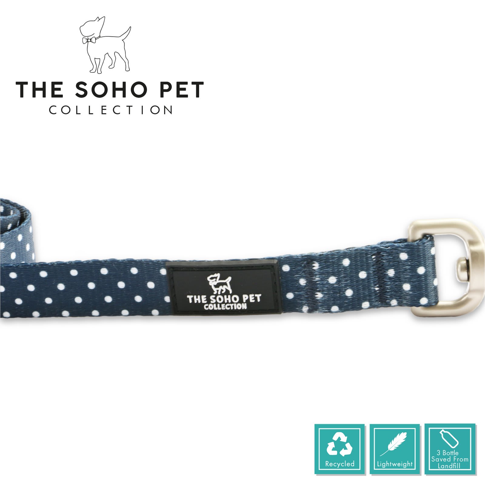 Soho Polka Dot Dog Lead - Blue