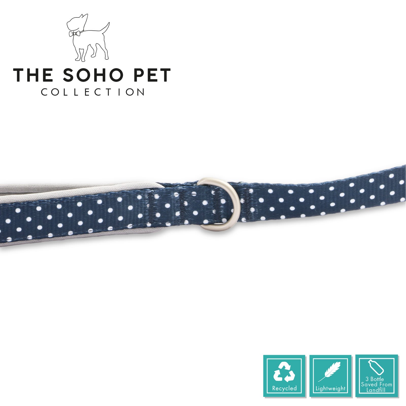 Soho Polka Dot Dog Lead - Blue