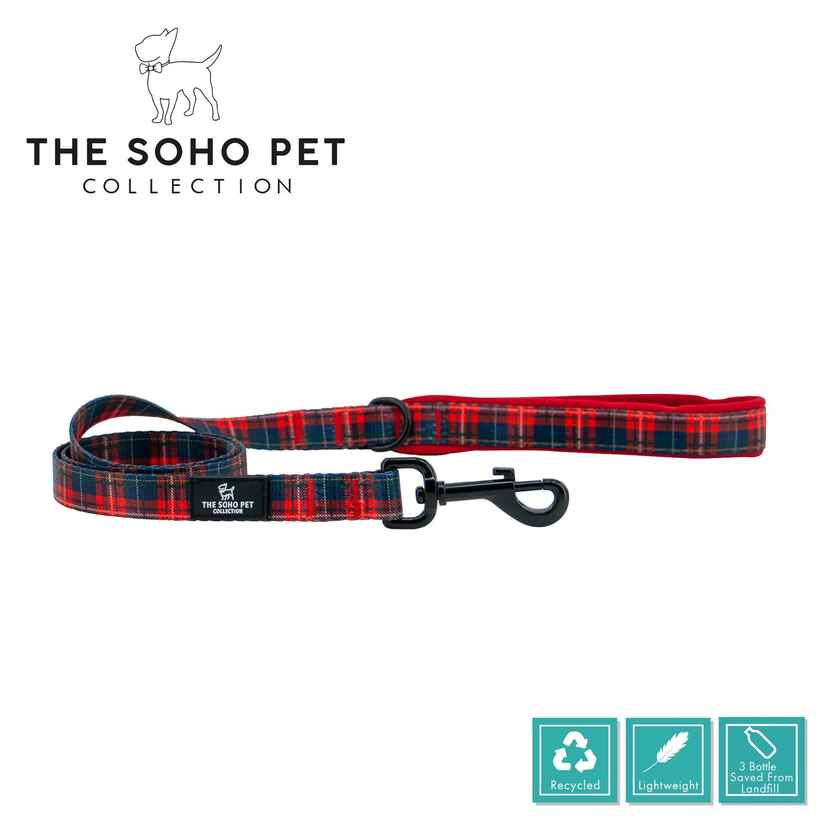 Soho Tartan Dog Lead - Red