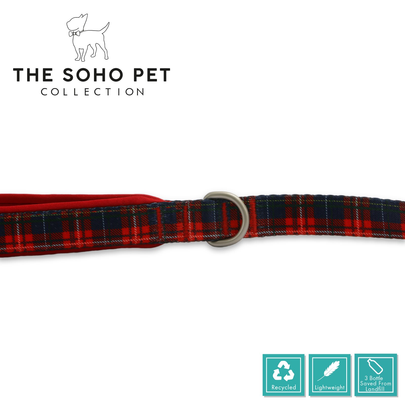 Soho Tartan Dog Lead - Red