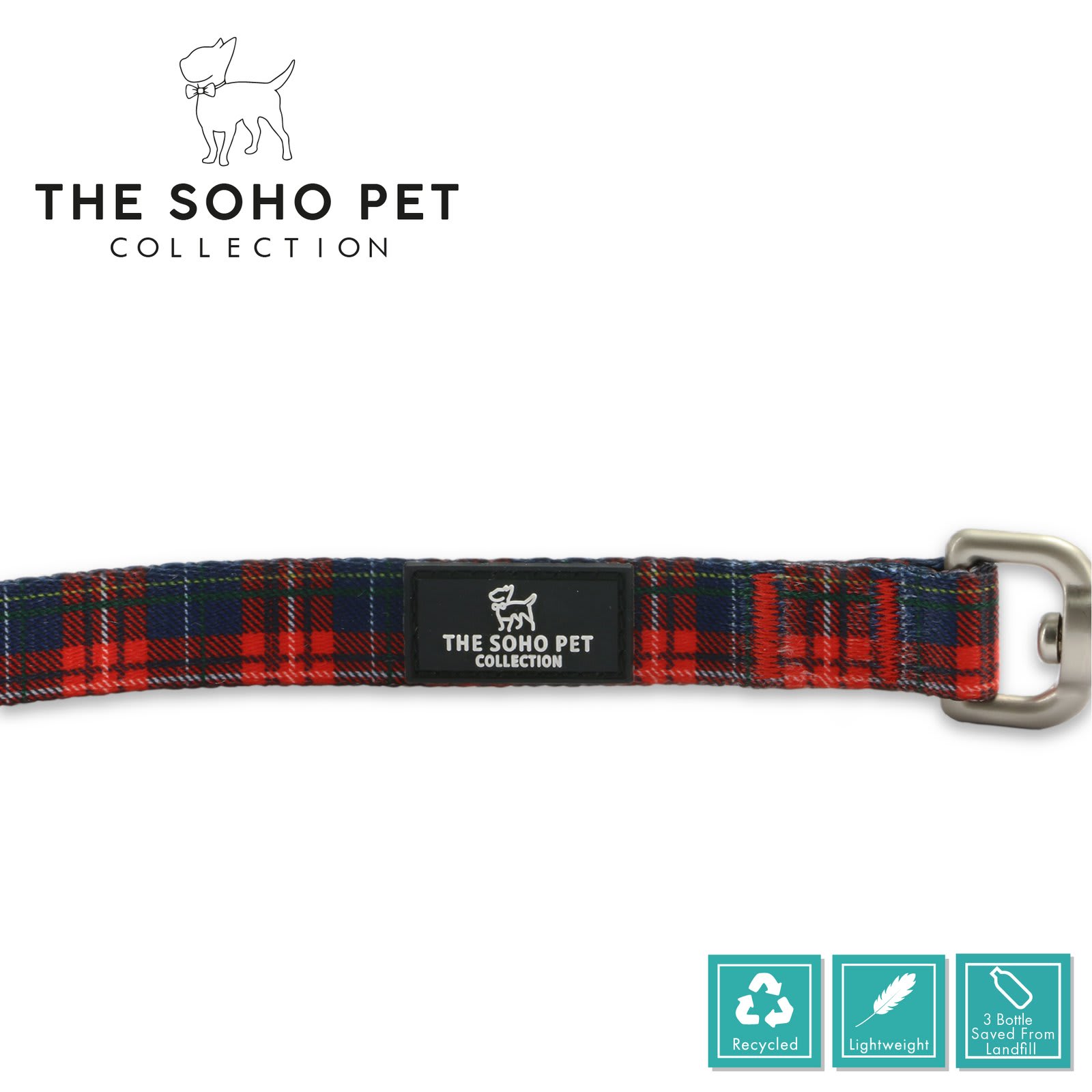 Soho Tartan Dog Lead - Red