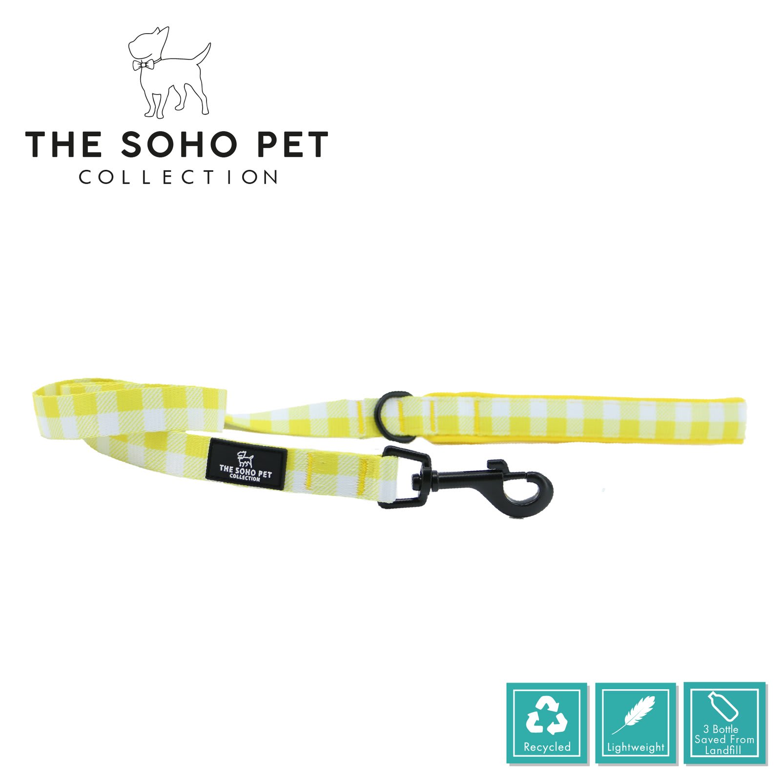Soho Check Dog Lead - Yellow