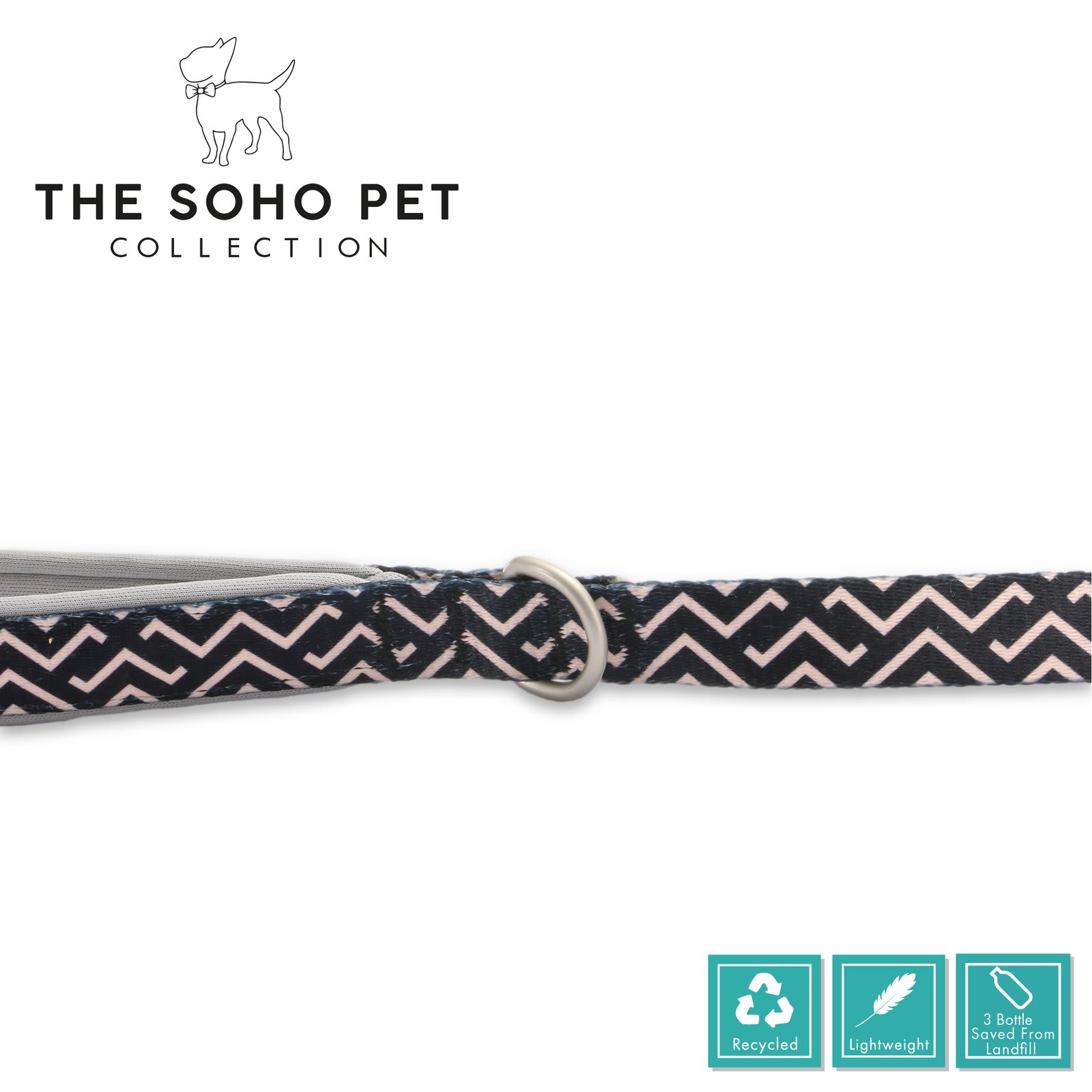 Soho Zigzag Dog Lead - Black & White