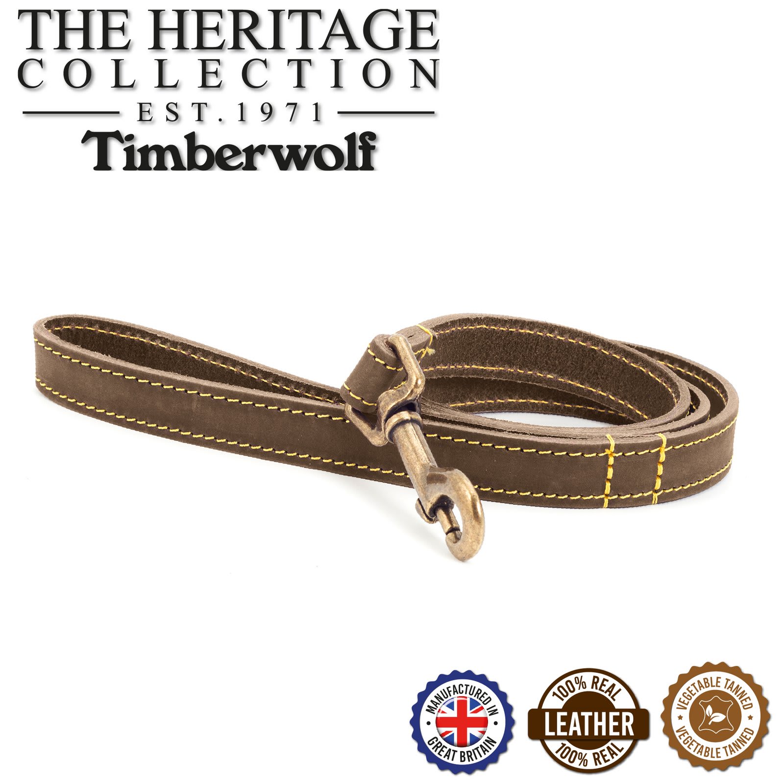 Timberwolf Leather Dog Lead - Brown Sable