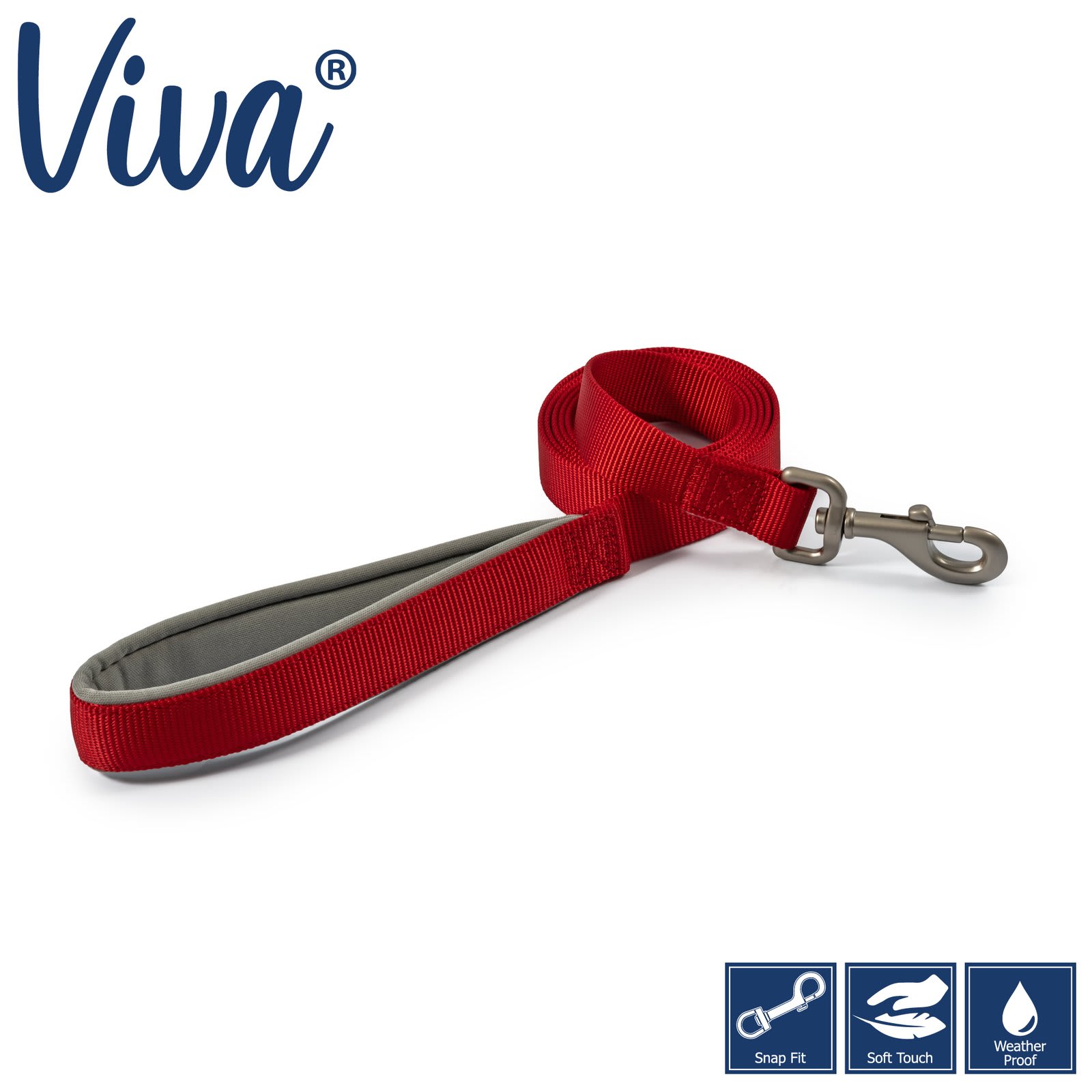 Padded Dog Lead - Red