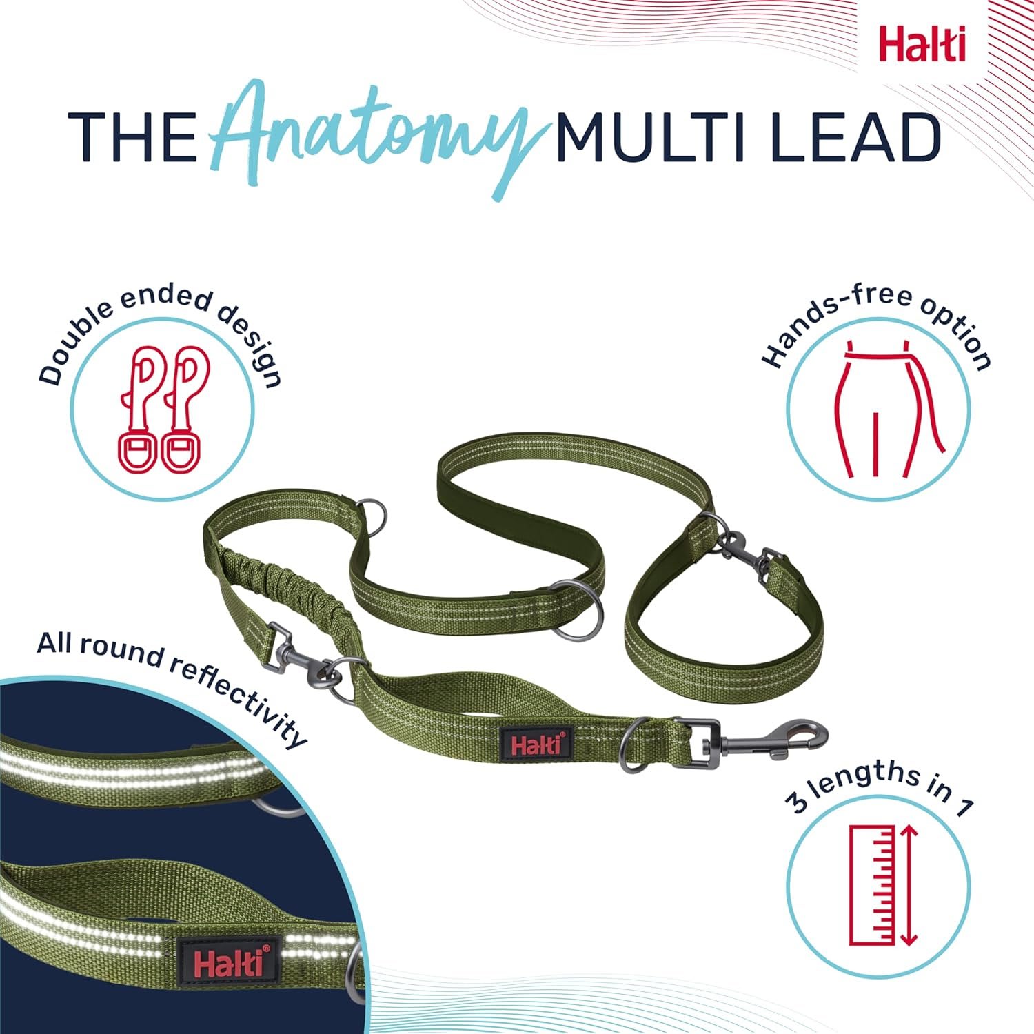 Halti Anatomy Dog Lead - Green