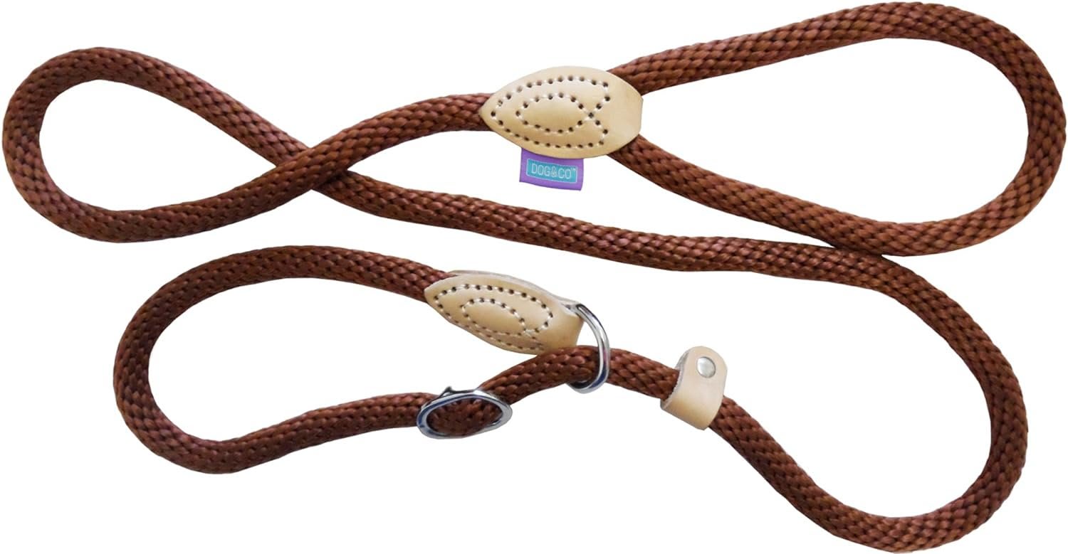 Soft Rope Dog Slip Lead - Brown
