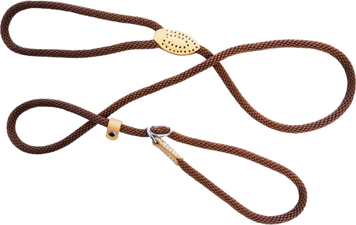 Soft Rope Dog Slip Lead - Brown