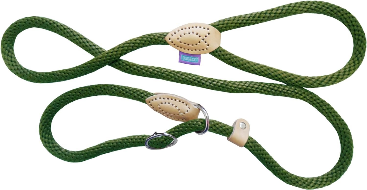 Soft Rope Dog Slip Lead - Green