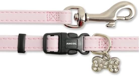 Puppy Collar & Lead Set. Pink Jewelled