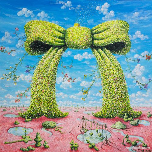 지오최_벌판 위의 군상_캔버스에 아크릴채색_60.5×60.5cm_2025