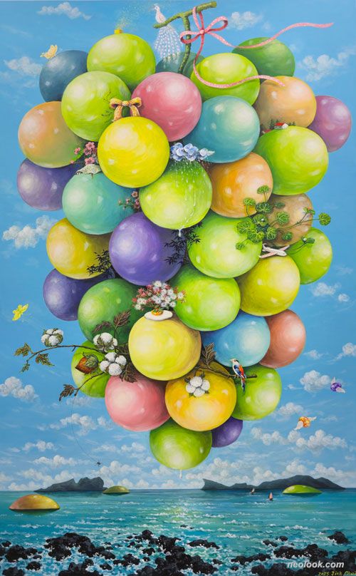 지오최_The Dream Harmony_한지에 아크릴채색, 먹_128×79cm_2025