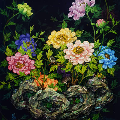 Peony Embracing Golden Eggs- Love and Relationship