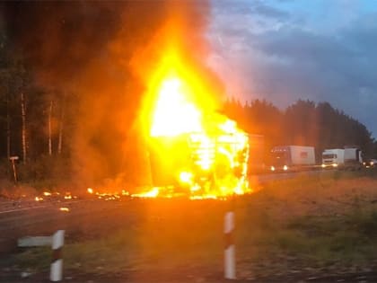 Грузовик с дезодорантами сгорел на трассе в Удмуртии