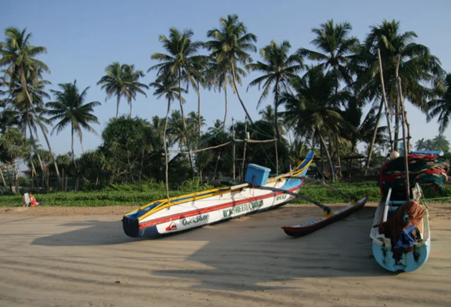 Fishing boats and fishermen at Madiha beach dawn