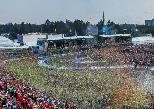 Spectators watching the Mexico Grand Prix