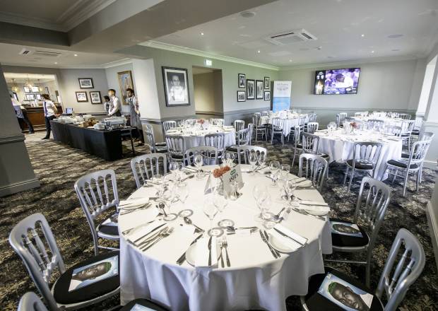 Dining room area of hospitality suite at Headingley