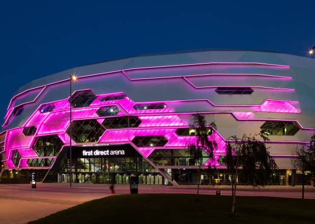 first direct arena at night