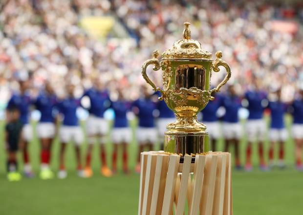 Webb Ellis Trophy pitchside