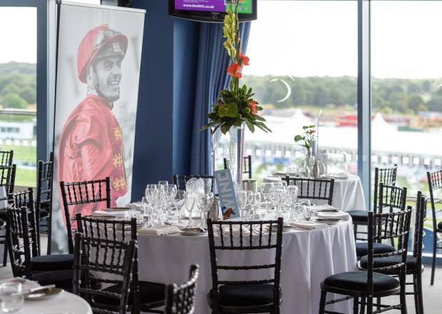 Doncaster hospitality table overlooking the racecourse