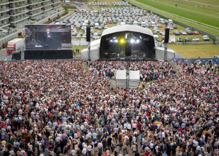 Crowd of music fans watching an outdoor concert