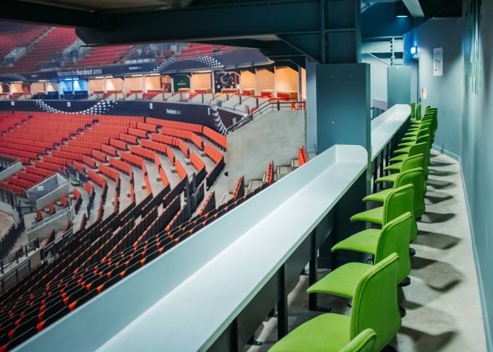 Green VIP concert seats at First Direct Arena in Leeds