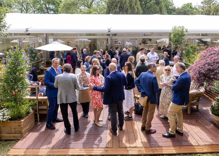 Guests enjoying the Spring Garden at Chelsea Flower Show
