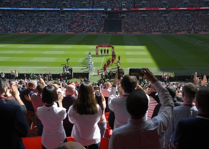 Fans watching England from premium seats at Wembley