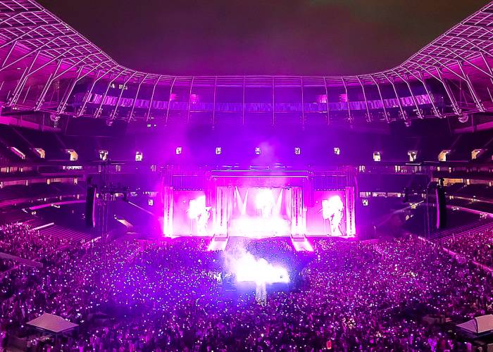 Fans watching concert at Tottenham Hotspur Stadium