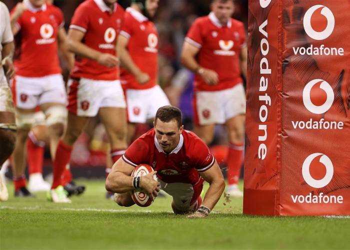 Wales Rugby player scoring a try