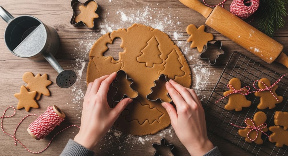 Hands Crafting Festive Christmas Cookies
