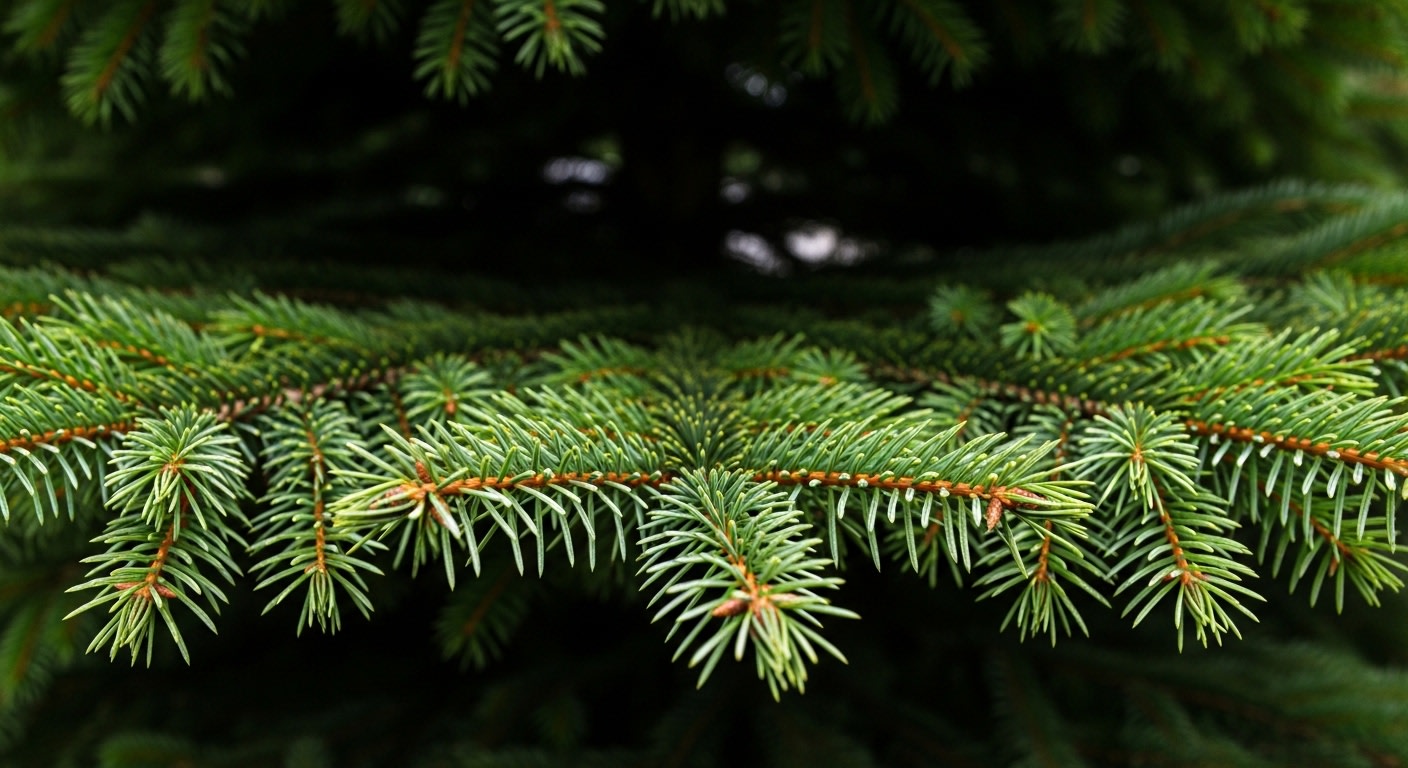 Vibrant Evergreen Christmas Tree Branches Close-Up