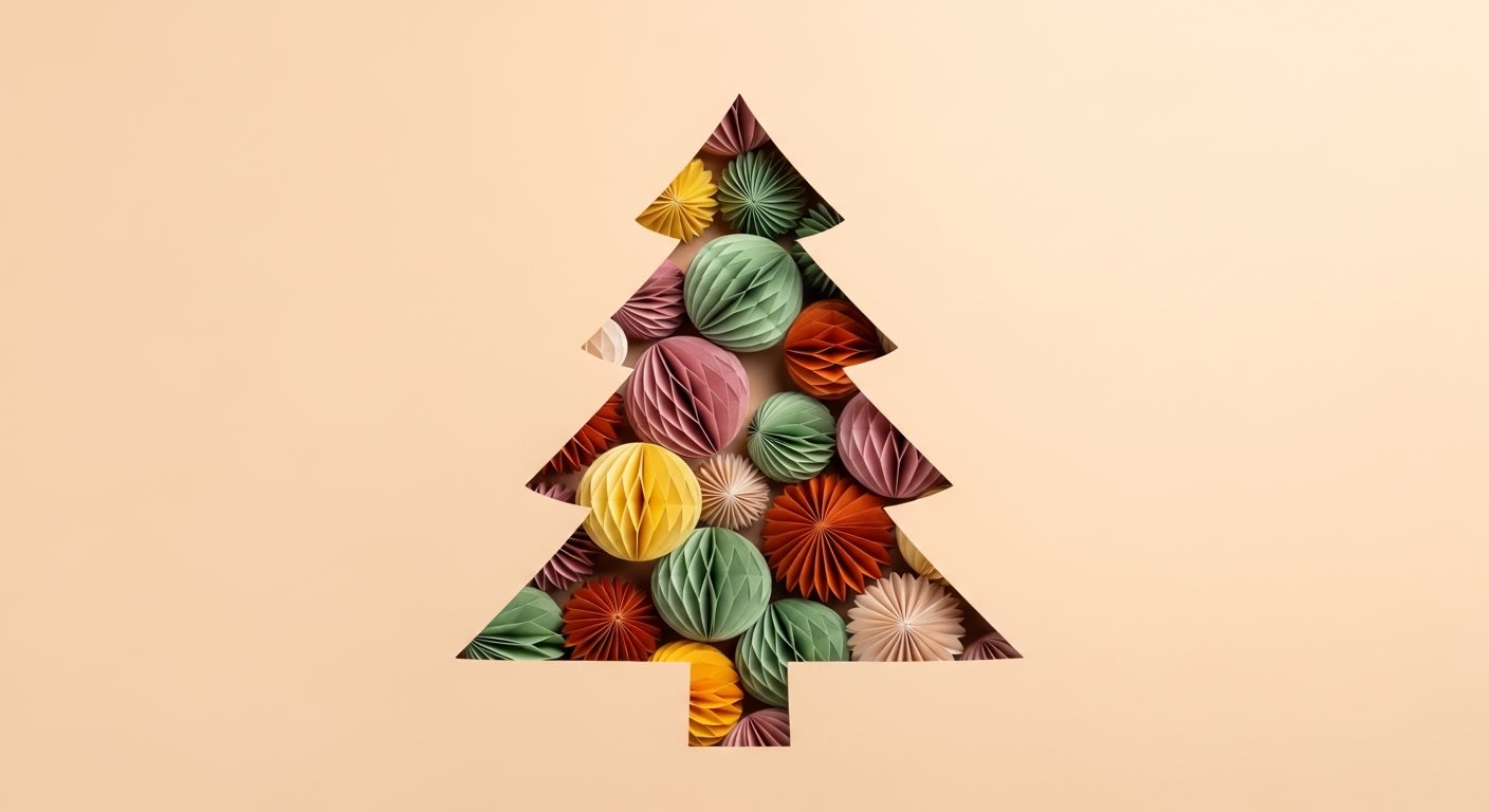 Festive Christmas Tree Shape Filled with Colorful Honeycomb Ornaments
