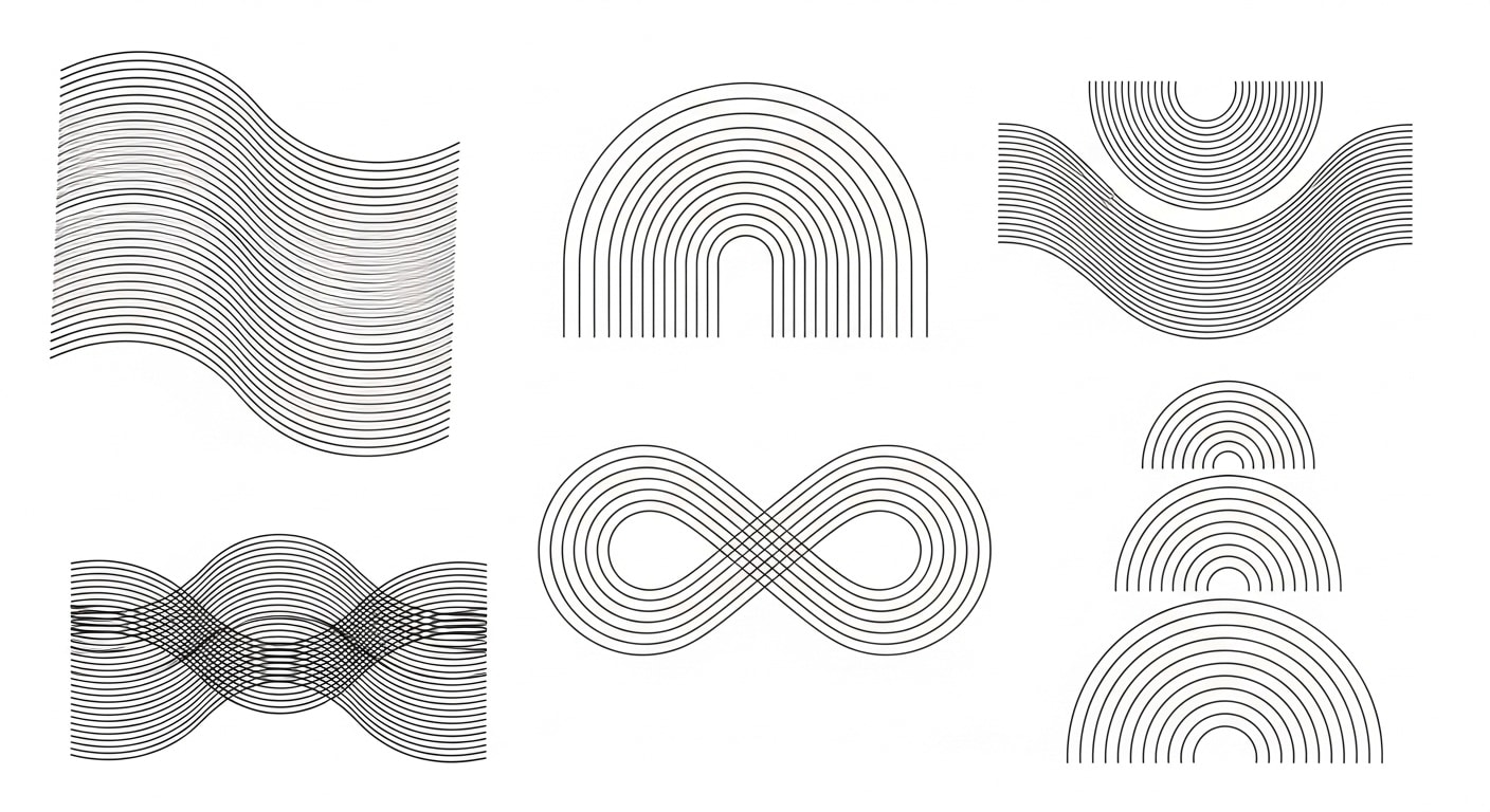 Modern Geometric Lines: Waves, Arches, Infinity Patterns