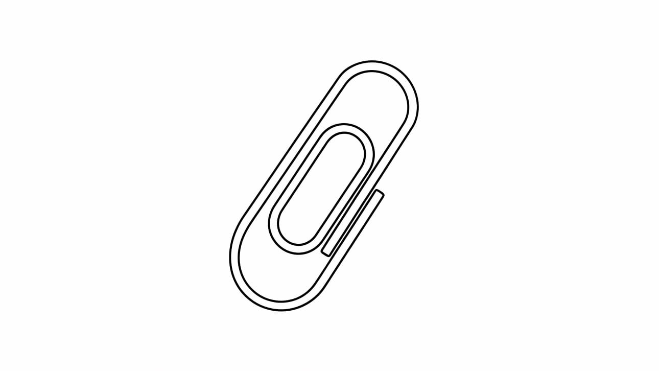 A minimalist black and white illustration of the paperclip against a white background.