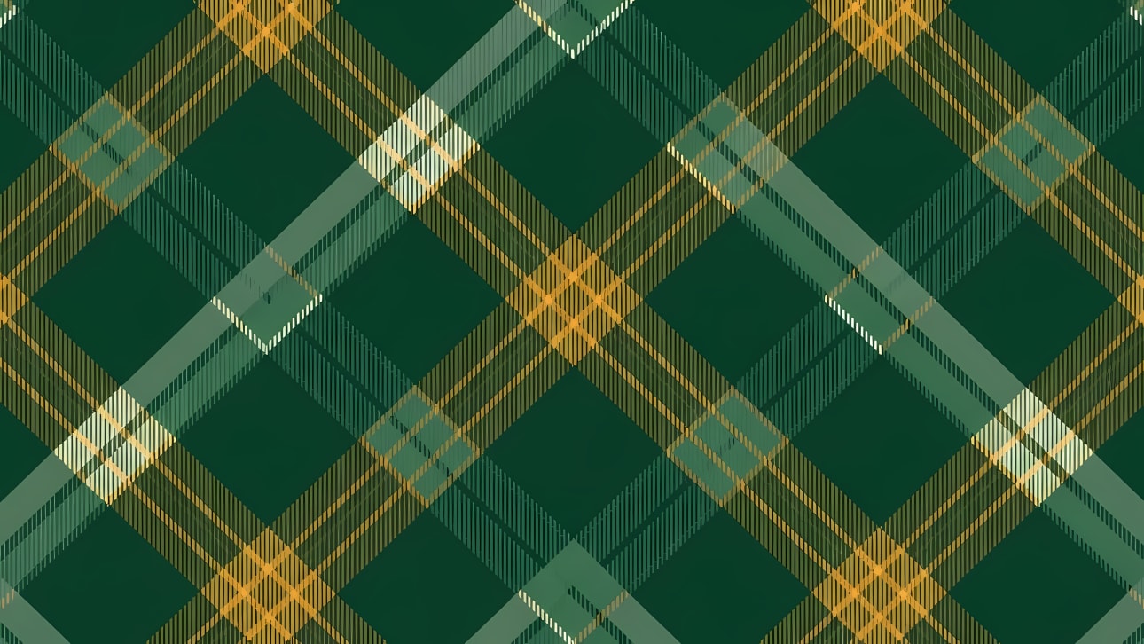 Download this vibrant green and gold plaid pattern. Perfect for holiday designs, packaging, textiles, and web backgrounds.