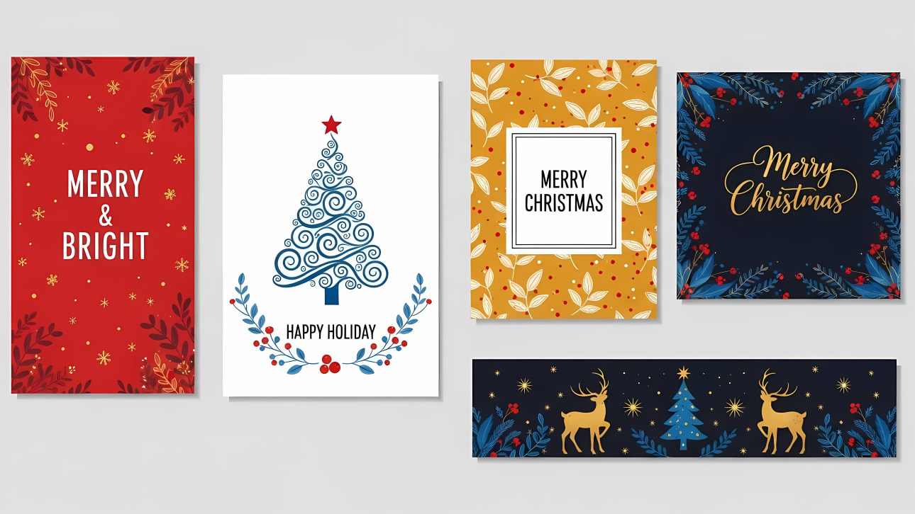 Discover a delightful collection of festive Christmas and holiday vector designs perfect for cards, banners, and digital greetings.