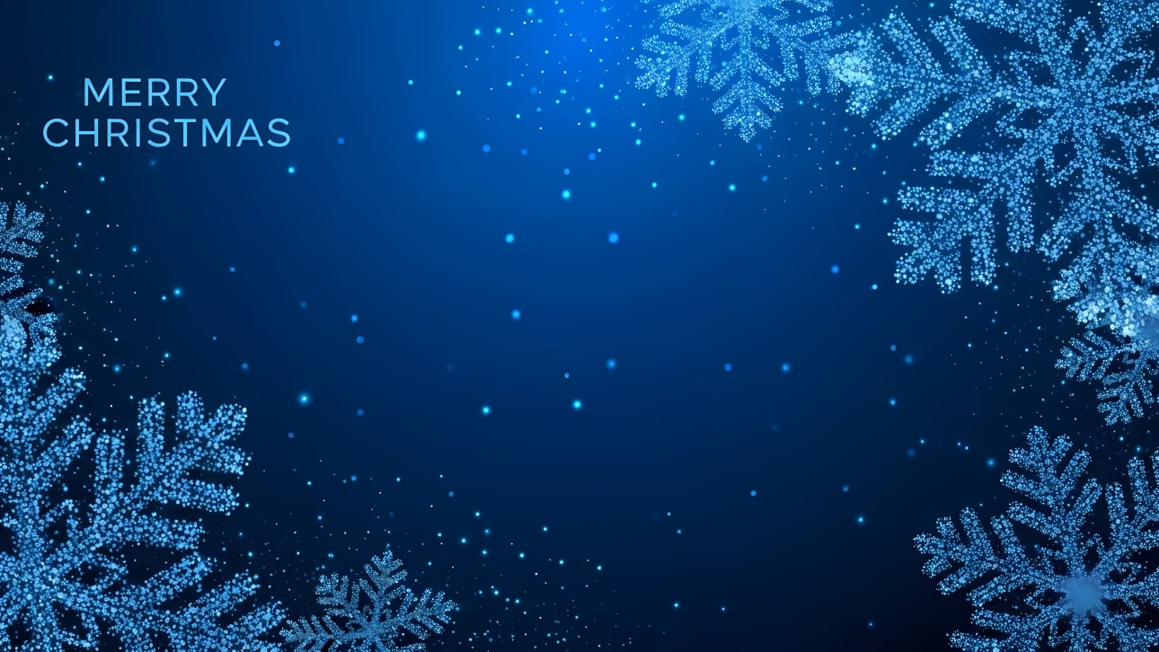 Download this stunning free vector of sparkling blue Christmas snowflakes and bokeh lights, perfect for festive holiday designs and greeting