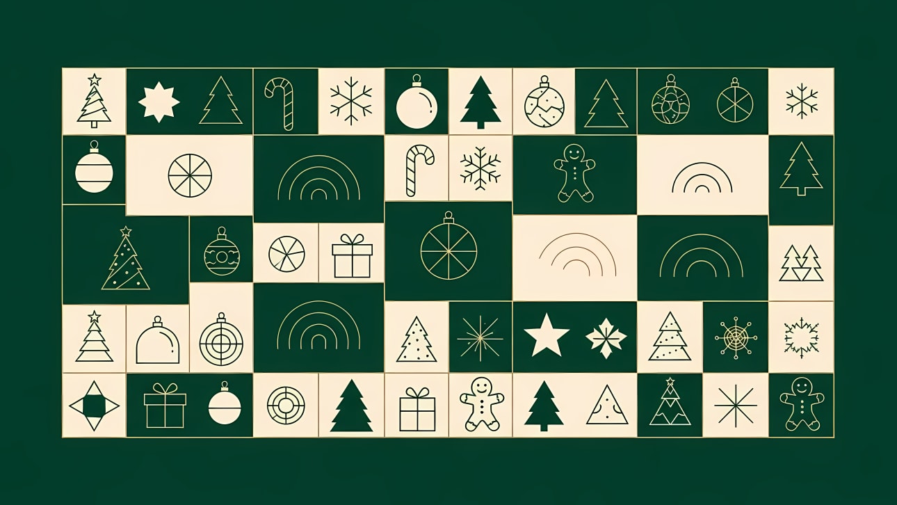 Discover a charming collection of modern Christmas icons, perfect for holiday designs.