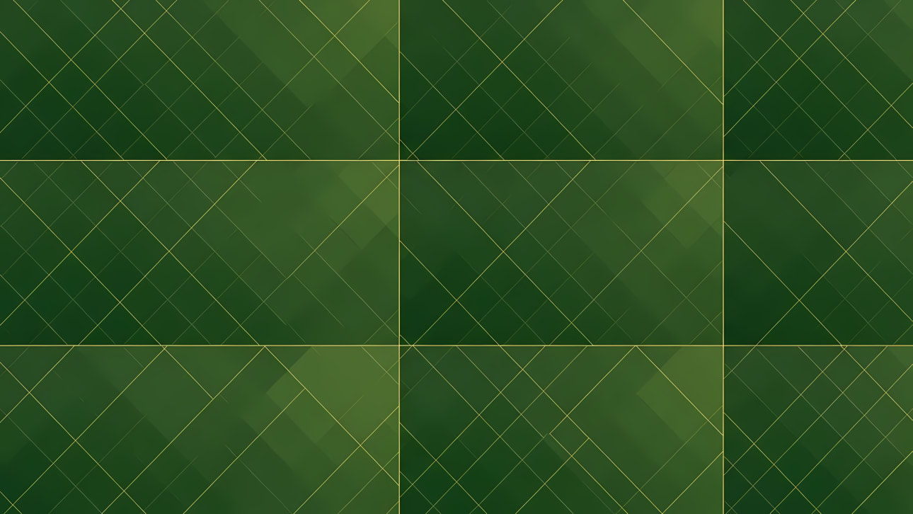 Download this luxurious dark green background featuring a modern geometric grid with golden diagonal lines.